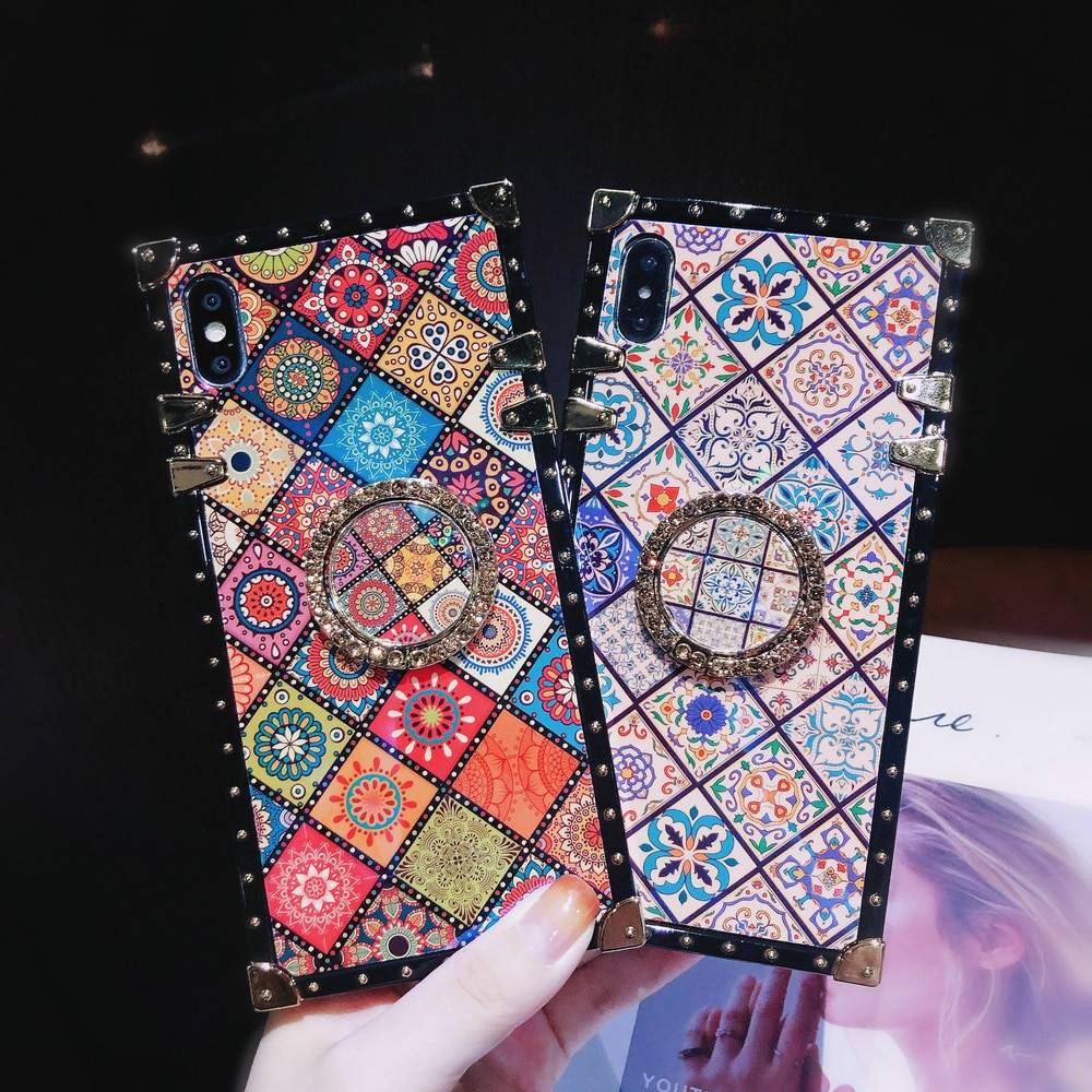 Bohemian Retro Crystal Bracket Phone Case for iPhone Phone Accessories Bohemian Retro Crystal Bracket Phone Case for iPhone Phone Accessories