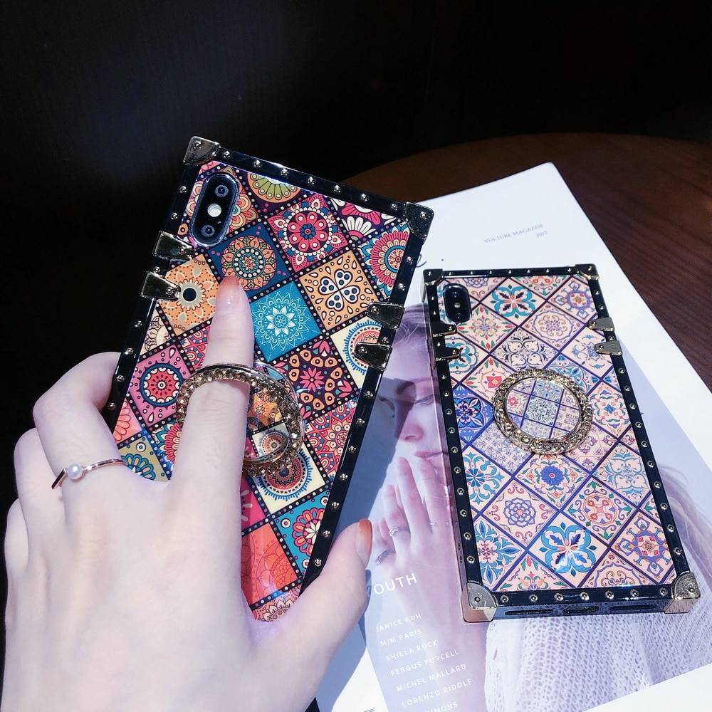 Bohemian Retro Crystal Bracket Phone Case for iPhone Phone Accessories Bohemian Retro Crystal Bracket Phone Case for iPhone Phone Accessories