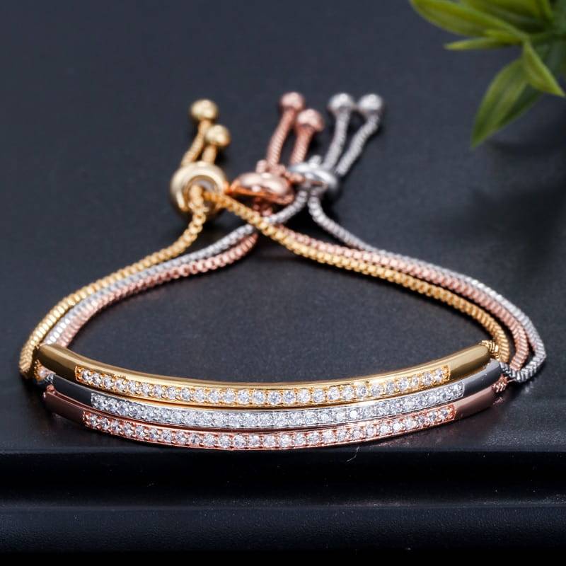 Adjustable Stackable Cubic Zirconia Delicate Bracelet Jewelry Adjustable Stackable Cubic Zirconia Delicate Bracelet Jewelry