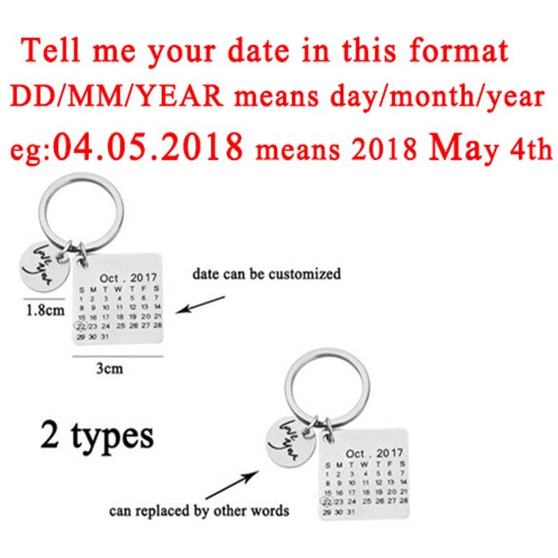 Personalized Love Calendar Keychain Jewelry Personalized Love Calendar Keychain Jewelry