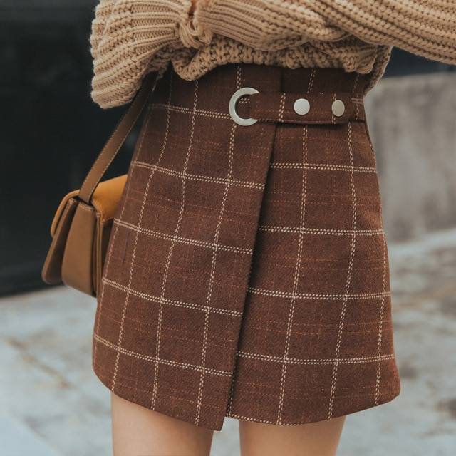 Woolen Vintage Plaid Skirt Apparel Woolen Vintage Plaid Skirt Apparel