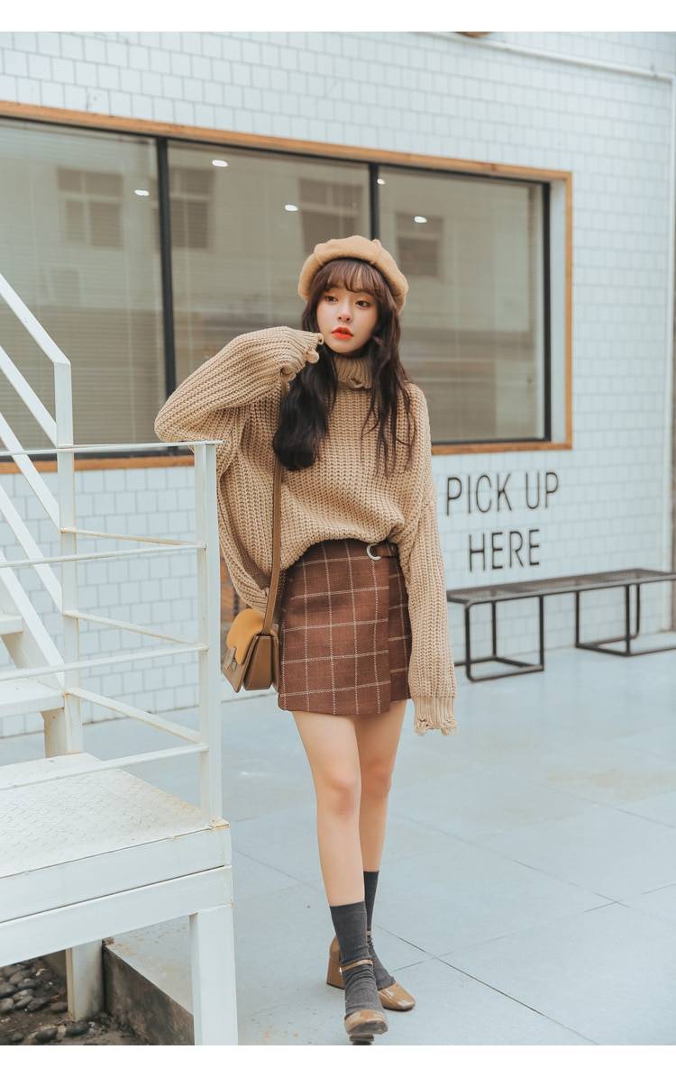 Woolen Vintage Plaid Skirt Apparel Woolen Vintage Plaid Skirt Apparel