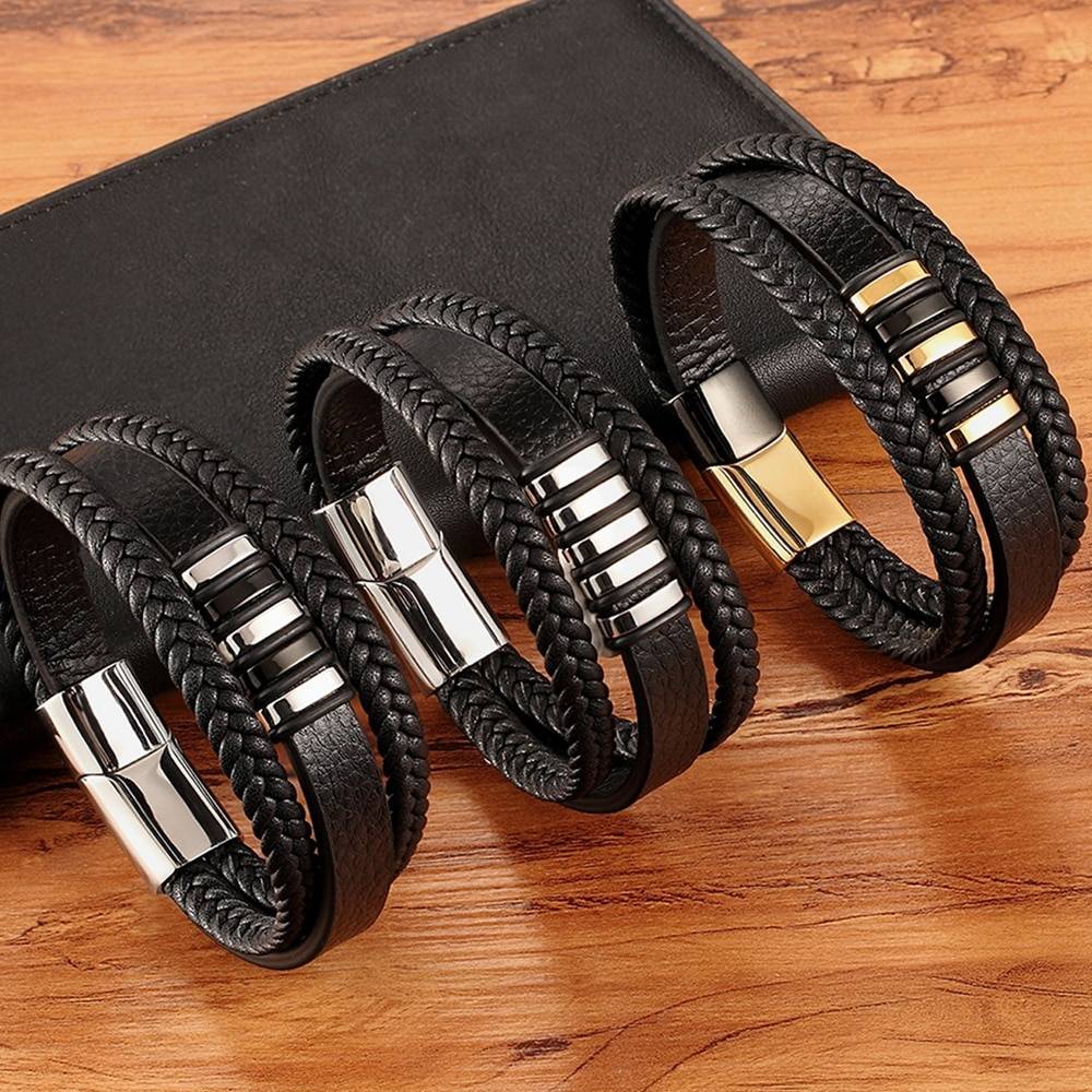 Stylish Genuine Leather Bracelets For Men Jewelry Stylish Genuine Leather Bracelets For Men Jewelry